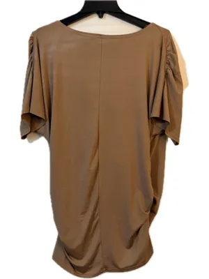 Respi Ronics Women's Draped Surplice Top – Taupe Brown Size L (b10) thumbnail 2