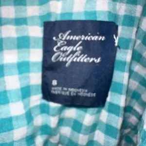 American Eagle red tartan plaid sz 8 cozy button down shirt thumbnail 4