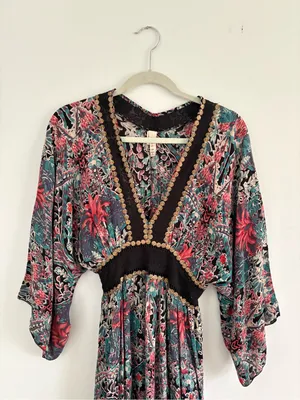 Anthropologie Raga Floral Kimono Maxi Dress Size XS thumbnail 5