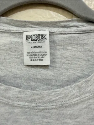 Victoria's Secret PINK Gray Long Sleeve Pocket T-Shirt Graphic Back Logo M thumbnail 4
