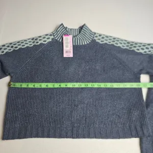 Wild Fable NWT Mock Neck Ribbed Sweater Blue Raglan Sleeve‎ Medium thumbnail 8