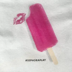 Sephora Kiss Popsicle Drawstring Cloth MakeUp Delicates Travel Bag White New thumbnail 2
