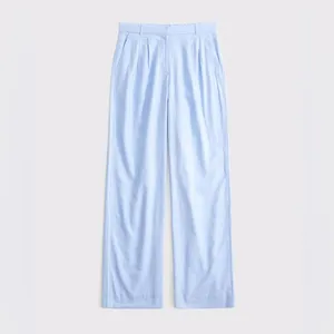 Abercrombie Curve Love Sloane Low Rise Wide Leg Tailored Linen Pant 32L Sky Blue thumbnail 4