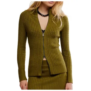 NEW Free People Eliza Cable Zip-Up Cardigan Size Small thumbnail 3