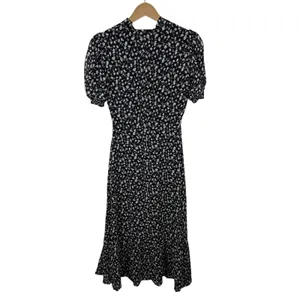 Reformation Reeds Ruffle Floral Georgette Midi Dress Size 0 Black Minimalist thumbnail 8