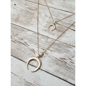 Double Charm Gold Tone Layered Statement Necklace thumbnail 2