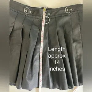 Current Mood Dolls Kill Spade Pleated Mini Skirt Black Vegan Leather thumbnail 4