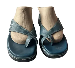 Clark’s Artesian Y2K blue leather toe loop wedge sandals comfort size 6.5 thumbnail 1