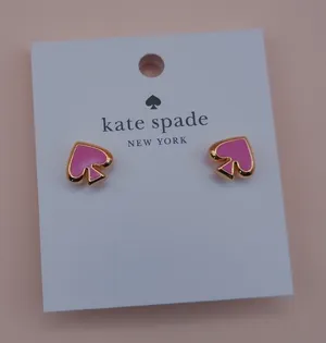 Kate Spade Everyday Spade Pink Enamel Stud Earrings Y2K Coquette Gold NEW‎ thumbnail 1