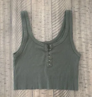 Aerie Forest Green Ribbed Tank Top thumbnail 1