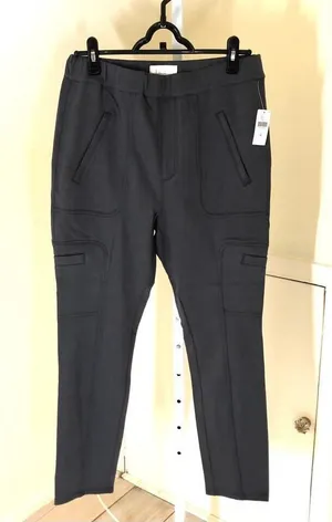 Anthropologie NWT Women's Gray Cropped Pull On Utility Pants Size M thumbnail 1