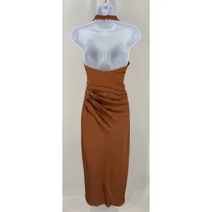 Abercrombie & Fitch Copper Brown Halter Midi Dress thumbnail 5