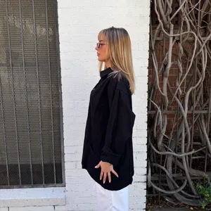 Vintage oversized Black button up jacket with pockets Size M/L #minimalist #workwear thumbnail 4