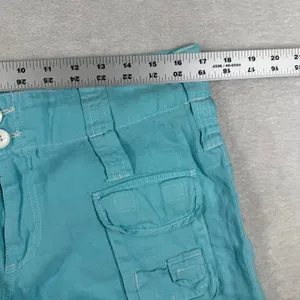 Pete & Greta by Johnny Was Turquoise Linen Cargo Utility Shorts Womens 6 Y2K thumbnail 4
