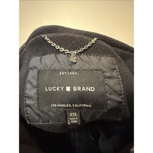 Lucky Brand Black Quilted Jacket Full Button + Snaps Pockets Lined Size XXL thumbnail 4