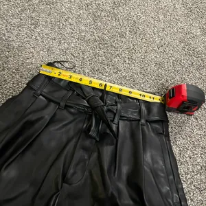 Zara Black faux Leather High Waisted Tie Belt Loop Shorts With Pockets XS thumbnail 8