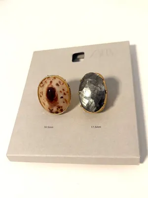 Zara Pack of Two Metal Resin Shell Statement Chunky Rings Ring Size 6 and 7 NWT thumbnail 4