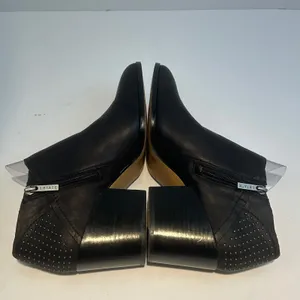 1.STATE Jelin Black Waxy Leather Studded Block Heel‎ Ankle Booties JELIN 9M thumbnail 10