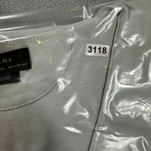 ZARA Deluxe T Shirt L Basic U Neck Short Sleeve Tee Top Light Gray Soft Classic thumbnail 7