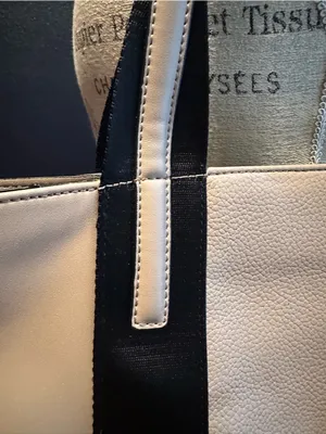 Calvin Klein Cream and Black Colorblock Tote with Accessory Pouch thumbnail 4
