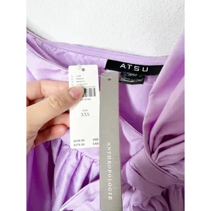 NWT Anthropologie Atsu Sally Bow One Shoulder Maxi Dress Lilac Purple XXS thumbnail 6