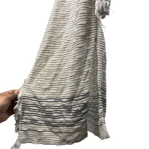 NIC+ZOE S Ivory Gray Textured Wave Knit‎ Fringe Longline Open Front Cardigan thumbnail 4
