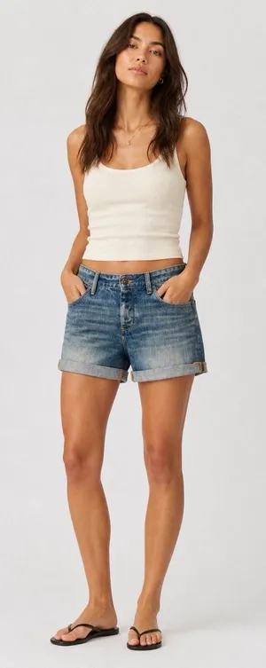 Abercrombie & Fitch Button Fly Cuffed Denim Shorts Size 6 thumbnail 1