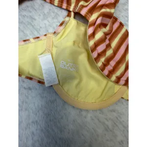 PacSun Outer Banks OBX Striped Underwire Bikini Top Pink Yellow Brown Medium NEW thumbnail 4