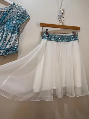 Shail K Beaded Embellished 2 Piece Set Open Back Tulle Tutu Skirt Sz 2 thumbnail 2