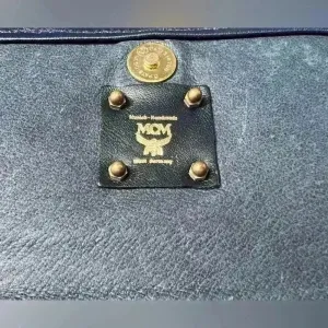 MCM Vintage White Navy Blue Crossbody Clutch Bag Purse‎ Wallet thumbnail 10