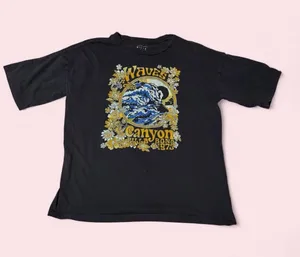 Billabong Black 'Waves Canyon' Graphic Tee with Blue and Yellow Print thumbnail 1