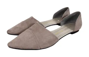 Chinese Laundry Ely Women Taupe Grey Faux Suede Pointed Toe D'Orsay Flats 7.5 38 thumbnail 1