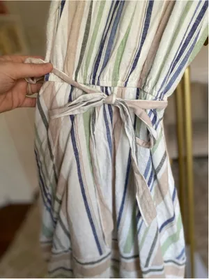 Mi Ami Linen Halter Mini Dress XXS Coastal Cottagecore Quiet Luxury Preppy Beach thumbnail 4