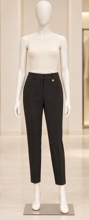 Anne Klein Womens Dress Pants Black Gold Logo Tapered Career Slacks 6 Petite thumbnail 1