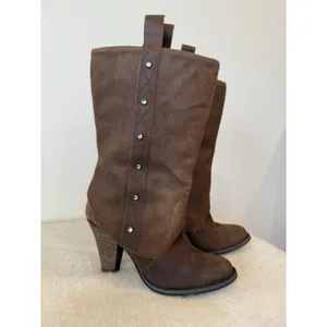 Western Mid-Calf Pull On Brown Leather Boots US 8 Boho Cowgirl Festival thumbnail 5