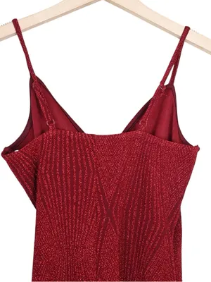 Lily Rose Women's XS Red Shimmer Knotted Side Wrap Fitted Cocktail Dress thumbnail 4