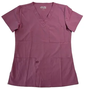 4Flex Women's Scrubs Small Top Lavender Purple V-Neck Short Sleeve thumbnail 1