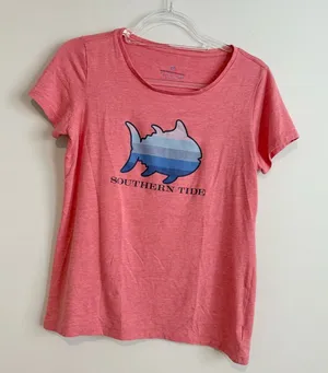 Southern Tide Fish Ombré Graphic T-Shirt heather‎ strawberry pink size small thumbnail 1