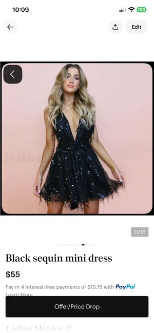 Black sequin mini dress thumbnail 11