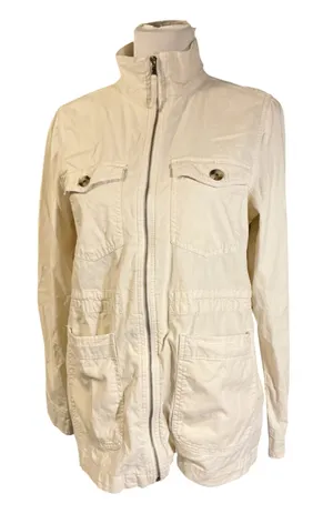 Sonoma Goods For Life Cream Utility Field Jacket Women’s Medium Zip Cargo Off White thumbnail 1