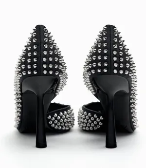 studded heels high heel shoes in black thumbnail 6