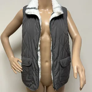 NWOT Thread & Supply “that cozy life” reversible, gray & plaid vest size M thumbnail 2