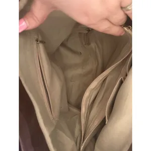 WEIMEIBAIGE Brown Faux Leather Tote Bag Braided Straps Whipstitch Pocket thumbnail 5