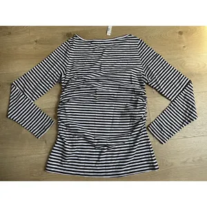 NWT Madewell Ruched Crewneck Long-Sleeve Tee in Soft Slub Jet black size M thumbnail 3