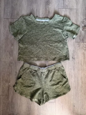 Jockey Cropped PJ Set Green thumbnail 1