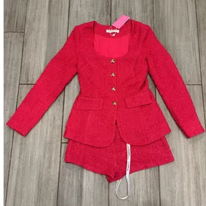 NEW NWT Amanda Uprichard KYA Romper ViVA Tweed Women's XS Pink thumbnail 2