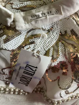 12th Tribe Sequin Like Gold Fringe Dress thumbnail 4