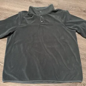 Forest Green Fleece Fuzzy Pullover Quarter Zip Sweater Jacket thumbnail 2