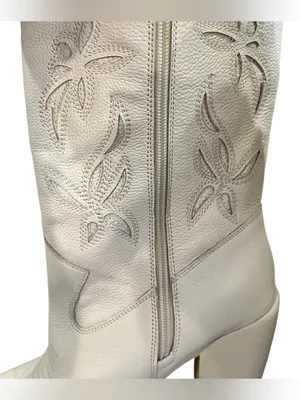 Vince Camuto Alisah Western Cowboy Boots Ivory Cream Leather Size 8.5M 39.5 NEW thumbnail 9