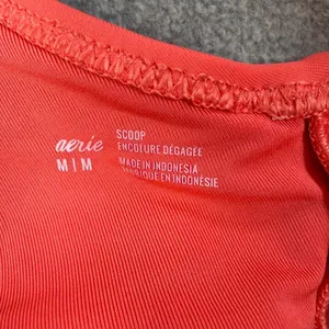 Aerie Scoop Plunge Bikini Top Women's Medium Coral Swimwear Ring Accent thumbnail 6